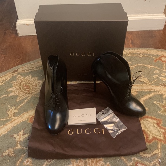 Gucci Stivale Pelle S. Cuoio Regent Nero Heels - Picture 10 of 12